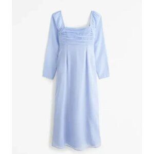 Abercrombie & Fitch Emerson Chiffon Long-Sleeve Midi Dress (A&F) S Blue
